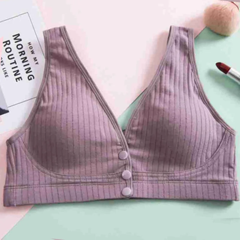 Soft Wire Free Nursing Bra Cotton Breastfeeding Maternity Suckling Button Brassiere for Pregnant Women Underwear Clothing