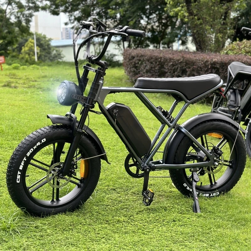 

V8 EU Warehouse 48V 500/750/1000W 20*4 Inch Fat Tire Aluminum Alloy Electric Bike double disc brake