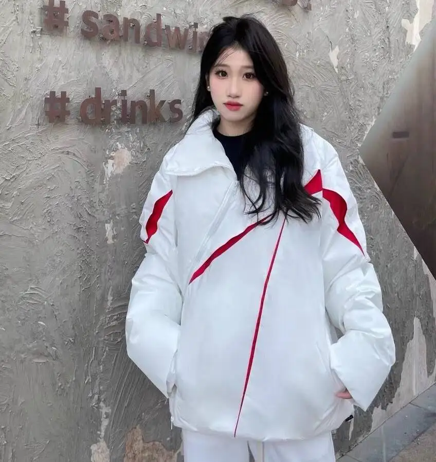 

Parkas Womens Dama Fall Corduroy Color-Blocking Adjustable Downcotton-Padded Concealed Multi-Pockets Packable Drawcord Commuting