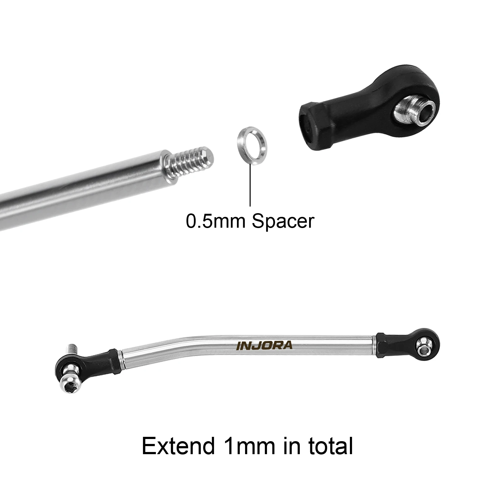 INJORA Edelstahl-Fahrwerks- und Lenkungsbauteile mit hoher Freihöhe für 1/30 Axial SCX30, 99 mm Radstand – Detail 7