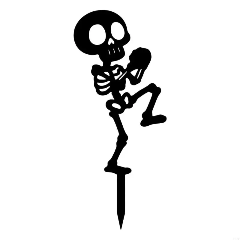 Black Acrylic Bone Dancer Yard Piece for Halloween Lawn Display, Garden Entry Use, and Outdoor Seasonal Party Styling 55KF