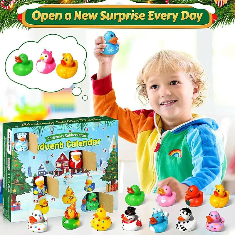 Rubber Duck Advent Calendar 2024 Christmas Countdown Calendar Ducks Shower Toy 24 Days Bath Toys for Children Xmas Gifts