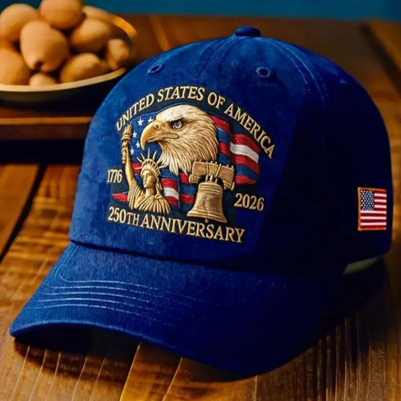 Cappello del 250° anniversario degli Stati Uniti Eagle & Liberty, berretto da baseball commemorativo per anniversario stampato regolabile classico in cotone H