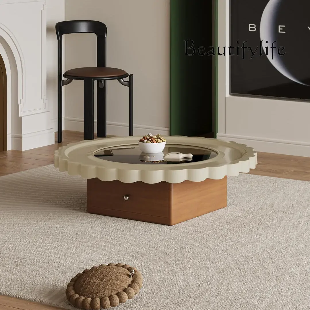 T Log Wind Solid Wood Coffee Table Designer Living Room Nordic Modern Minimalist Light Luxury High Sense