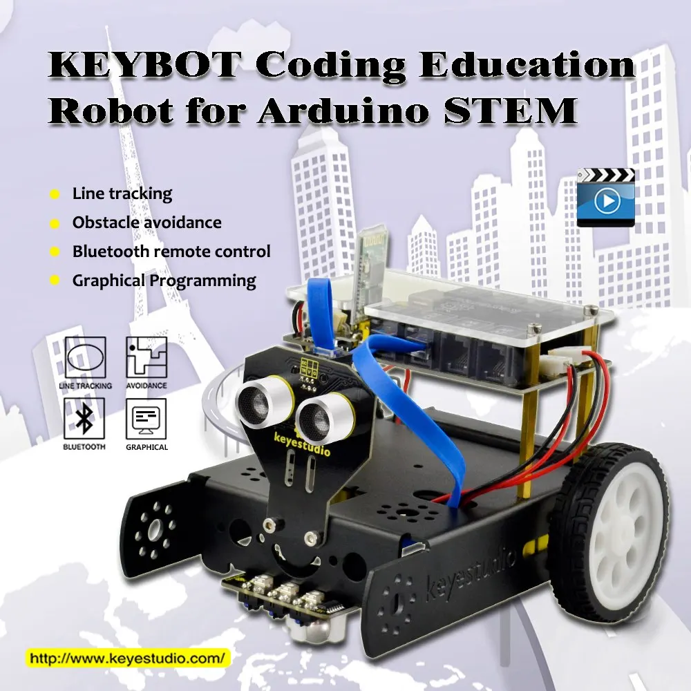 

Keyestudio KEYBOT Programmable STEM Education Robot Car Kit Bluetooth Control For Arduino Smart Robot Kit Graphical Programming