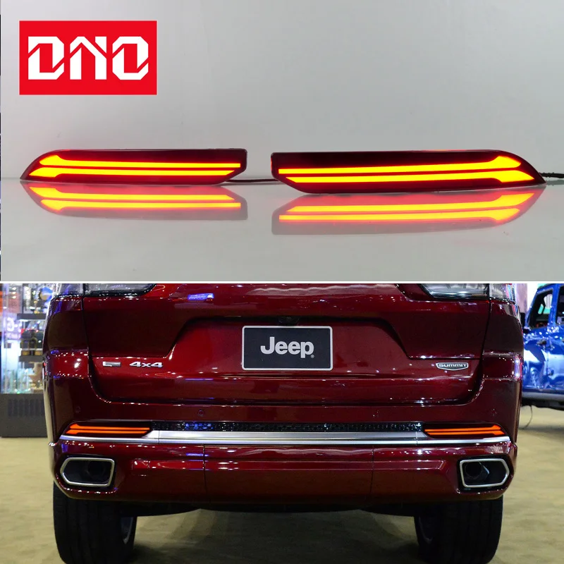 Car LED Rear Bumper Lamps For Jeep Grand Cherokee 2021 - 2024 Brake Light Turn Signal Backup Reflector Lamp Taillight Fog lamp