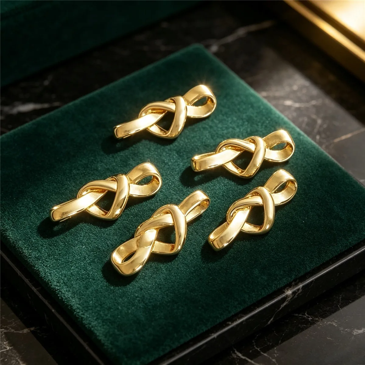 14K Gold Heart Knot Connector Love Bow Accessories Handmade Diy Necklace Bracelet Jewelry Accessories K197