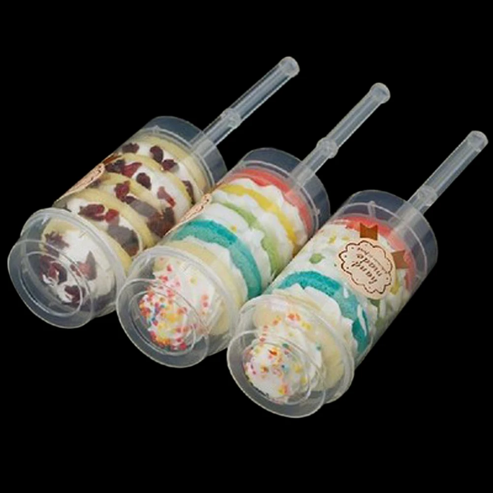 

10 Pcs Transparent Pastry Containers Cake Wedding Push Cupcake Lightweight Supplies
