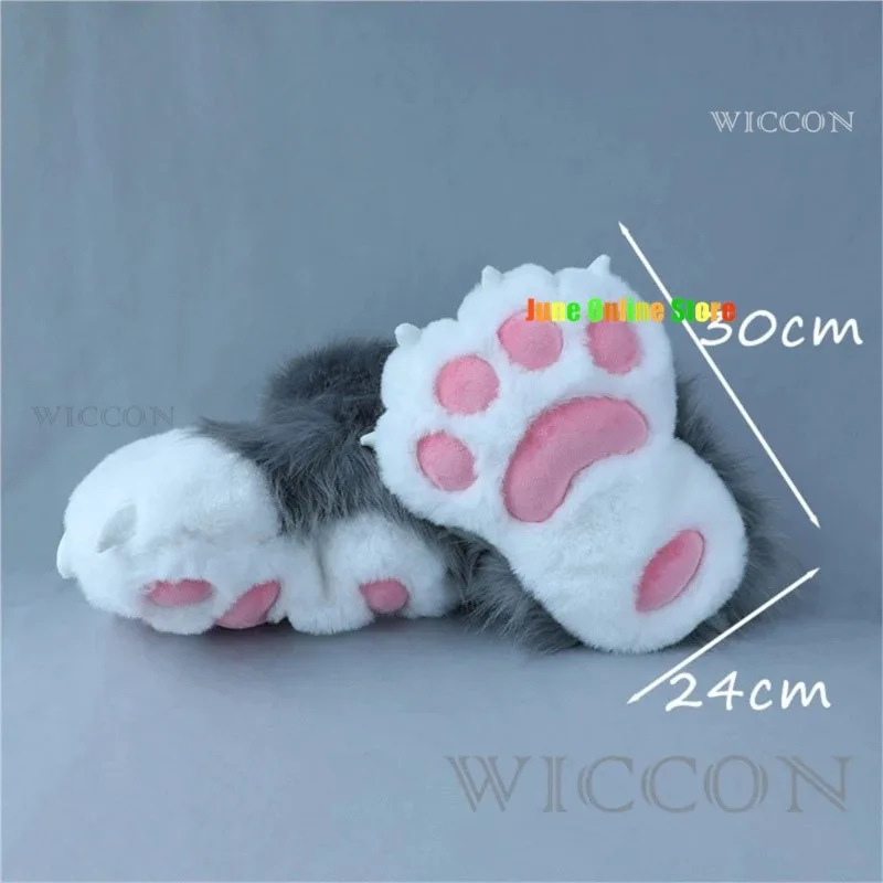 

DY20Cute Plush Fursuit Animal Foot Socks 8 Colors Plush Cosplay Costume Furry Animal Paw Shoes Cat Girl Shoes Cat Paw Christmas
