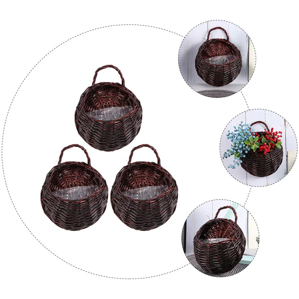 

3Pcs Wicker Handwoven Hanging Wall Basket Decorative Organizer for Flowers Plants Kitchen Storage Home Wicker Basket