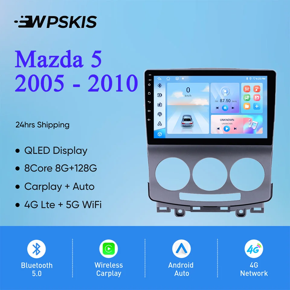 

Android 14 8G 128G Car Radio Video Audio GPS Navi DVD Cassette For Mazda 5 2005 - 2010 Tape Recorder Carplay Auto 4G Lte WiFi BT