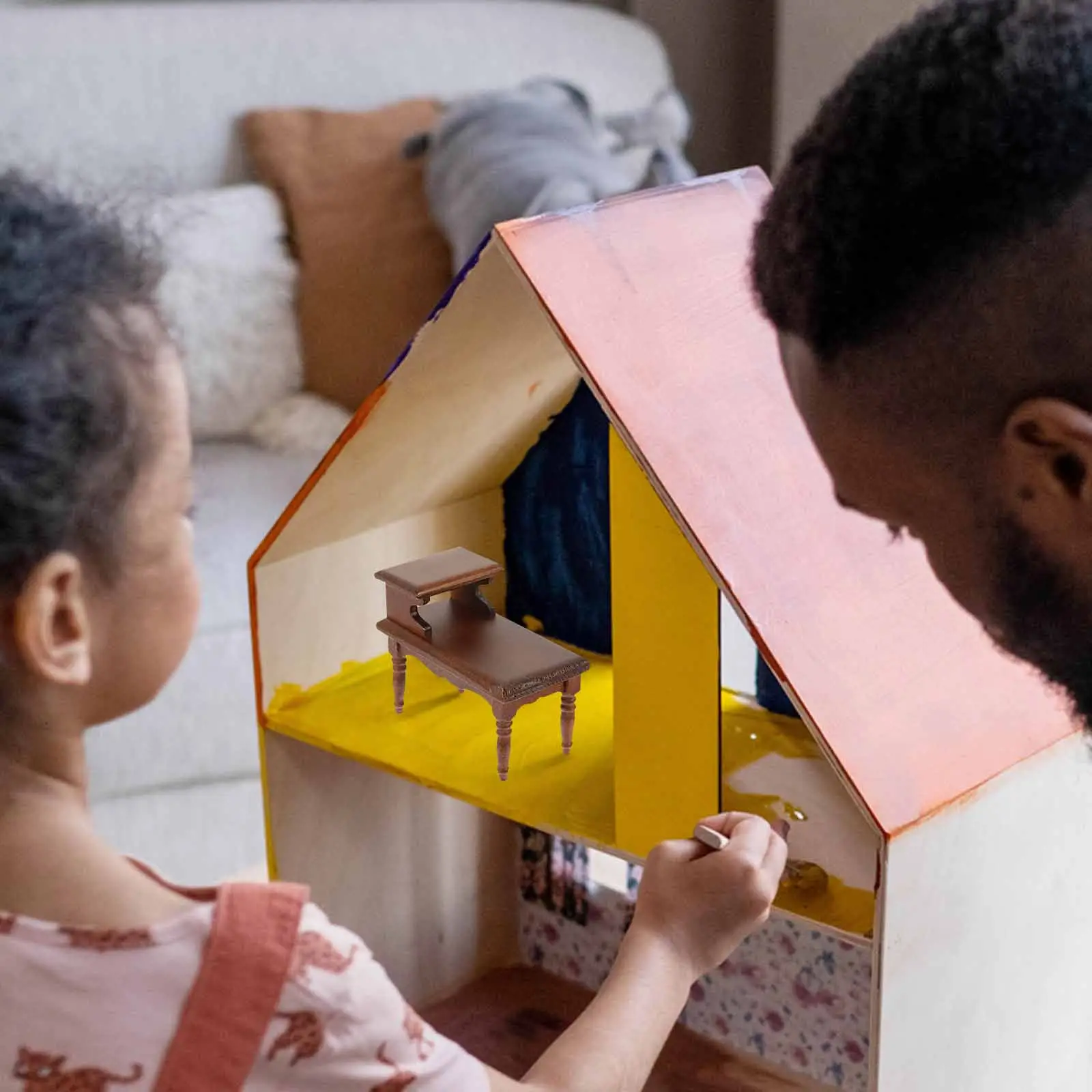 

Миниатюрный журнальный столик в стиле ретро, масштаб 1:12, двухъярусный, для кукольного домика, мебель для миниатюрной гостиной, аксессуары для микросцен