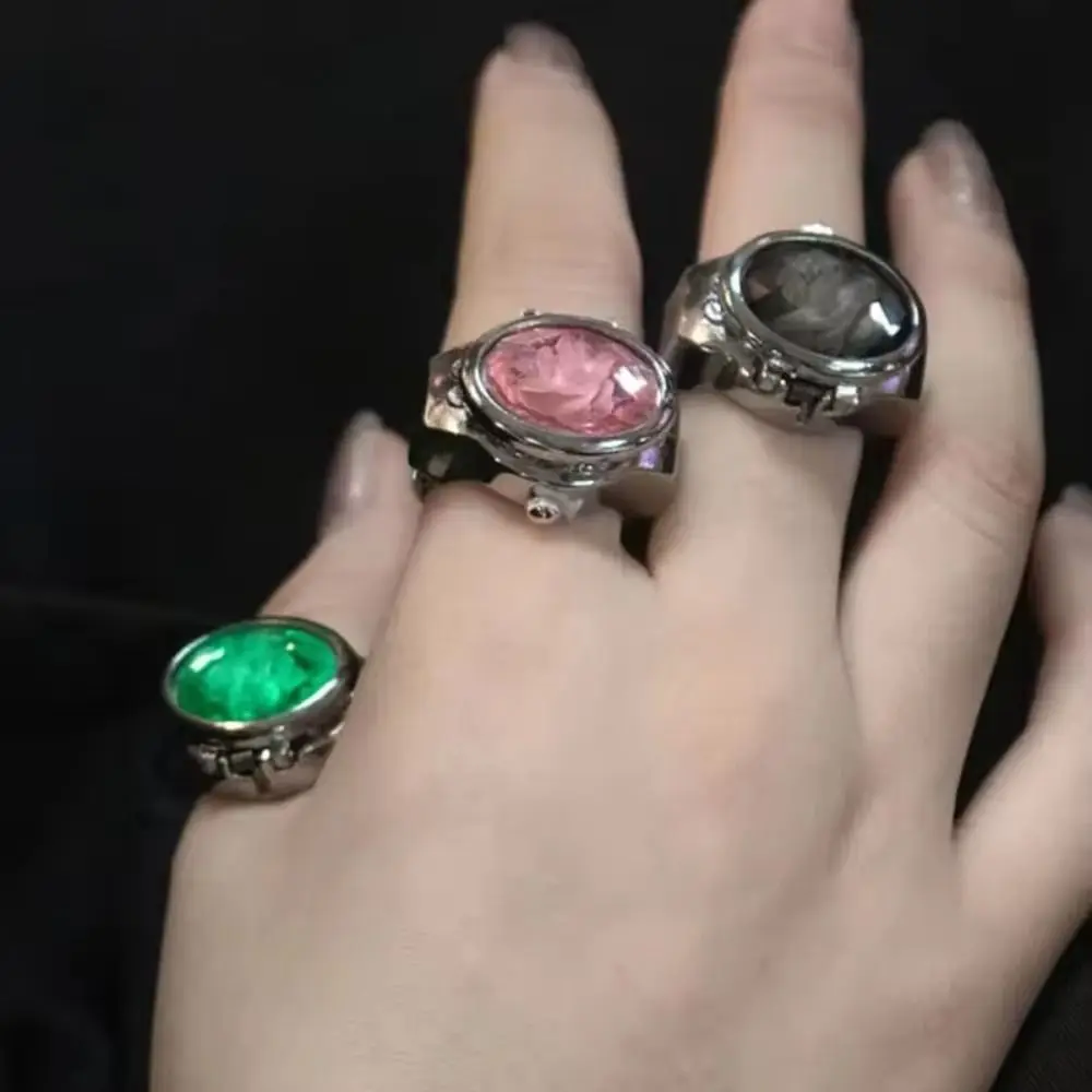 Cool Vintage Rings Jewelry Clock Oval Shape Punk Roman Quartz Watch Adjustable Creative Finger Watch Ring Women