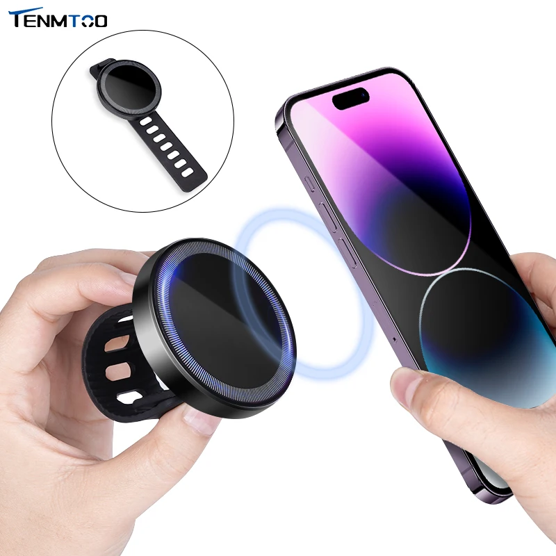 Tenmtoo Magnetic Phone Grip for MagSafe Adjustable Strap Gym Phone Ring Holder Compatible with iPhone 14 Pro 13 12 Smartphones