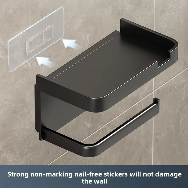 ABS Toilet Paper Holder No Drill Kitchen Storage Bathroom Accessories Self-Adhesive Wall Mounted Tissue Rack Paper Dispenser