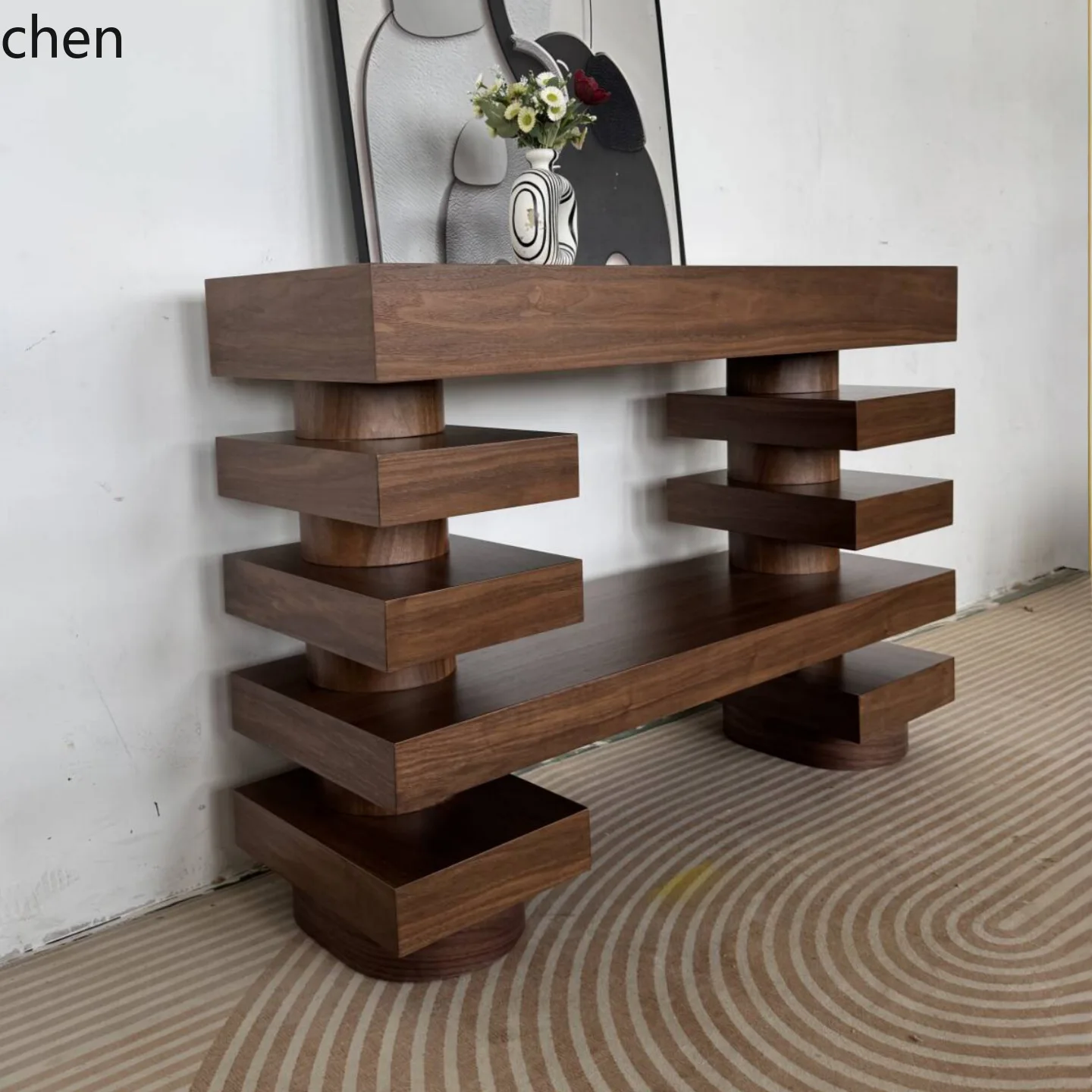 HT Entryway Table Simple Wall-Mounted Solid Wood Entryway Altar Long Table