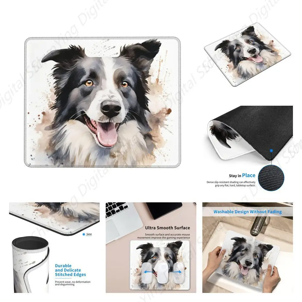 Border Collie Mouse Pad karet tidak licin Mouse Game kantor kunci Mouse Pad untuk laptop pria dan wanita 18*22cm