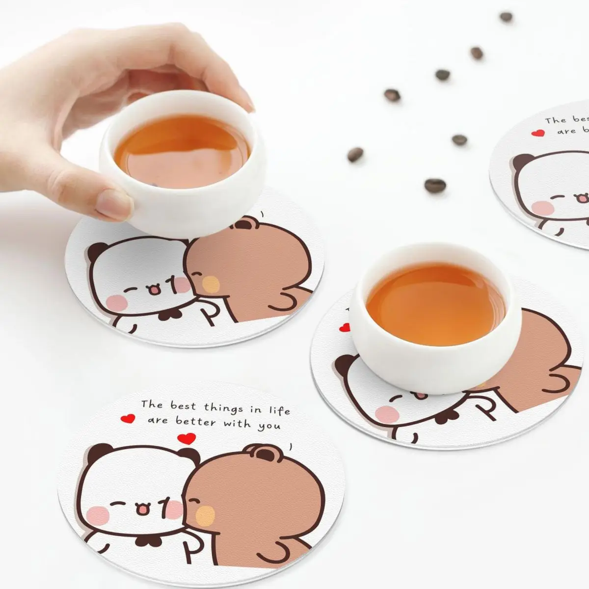 

Подставки для воздушных шаров Peach And Goma Bubu Dudu, кухонные салфетки, изоляционные коврики для чашек, кофейных ковриков для декора, домашняя посуда, подушечки, набор из 4 шт.