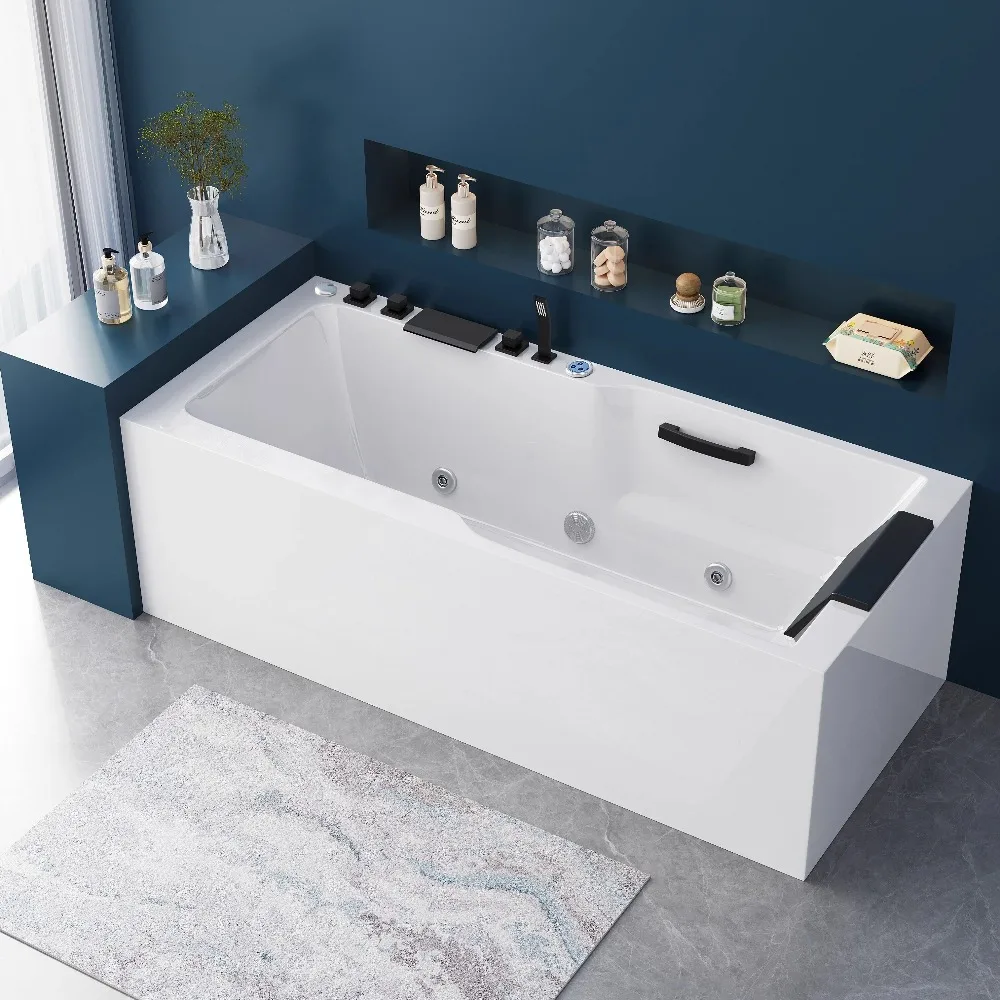 New Freestanding Acrylic Whirlpool Massage Bathtub, Luxury Spa Tub for Home Villa Hotel B&B, Modern Heated Jacuzzi Indoor Use image 3