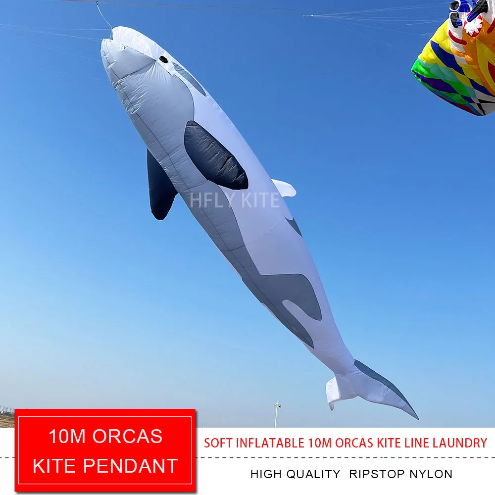 HFLY New Arrival Soft Inflatable 10m Orcas Kite Line Laundry for Adults High Quality Ripstop Nylon Killer Whale Kite Pendant