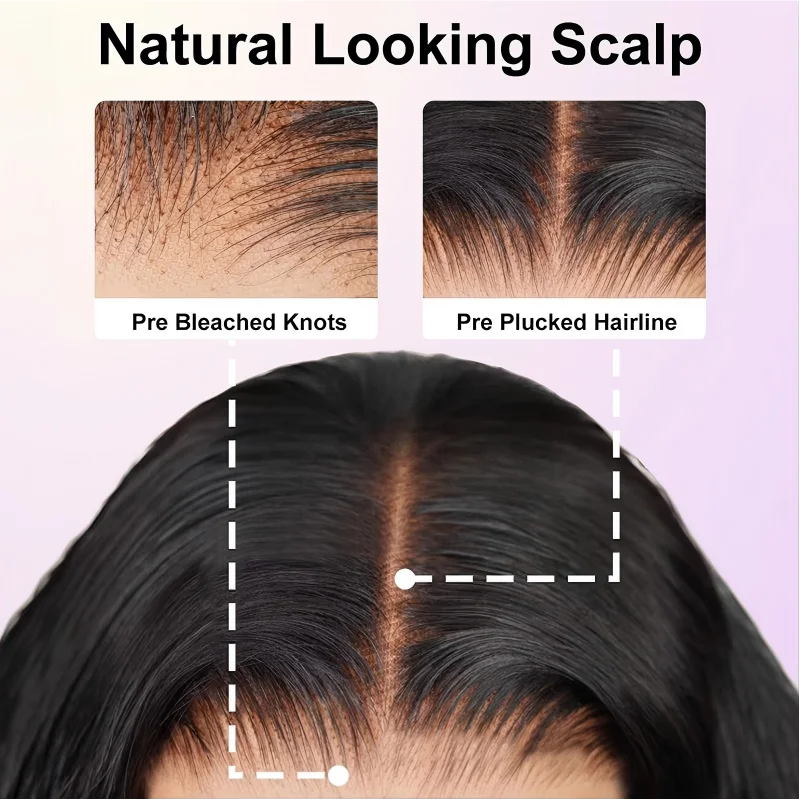 13x6 HD Lace Frontal Perücke Echthaarperücke Glattes Echthaar für Schwarze Frauen Sofort Tragbare Perücken Anfängerfreundlich – Detail 4