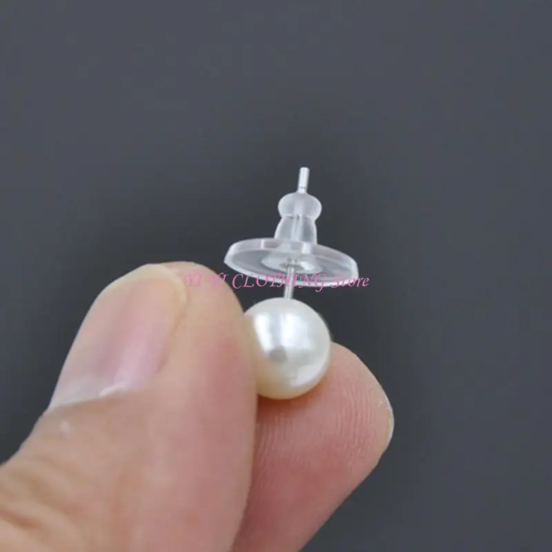 N5KF Set of 100 Silicone Earring Stoppers Comfortable Ear Studs Back Closure Clear Earrings Closures for Women and Girls