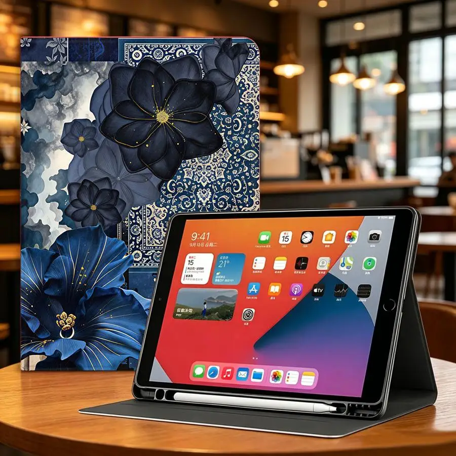 With Pencil Holder Case for Xiaomi Redmi Pad SE K Pad 8.8 9.7 12.4 Inch Pad 6s Pro 7 Ultra Pad 5 6 7 8 Pro Blue Bird Collage