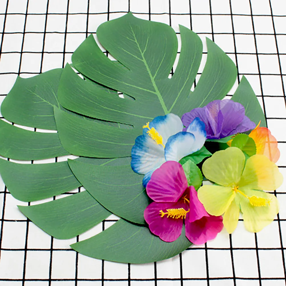 72 Pcs Simulation Hibiscus Flower Decorative Ornament Artificial Unique Hawaii Desktop Arrangement Photography Prop Decorations