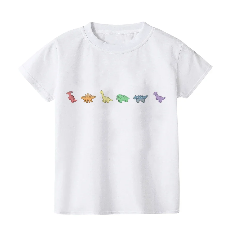 Kids T-shirt Dinosaur Evolution Print T Shirt Cartoon Pattern Children Cute Dino Short Sleeves Boys Girls Cute Clothes Funny Tee