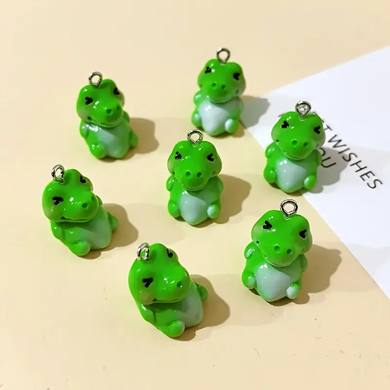 

5/10pcs Per Pack Cute Mini Crocodile Resin Charms, Lovely Earring Keychains Pendant DIY Accessory Supplies for Jewelry Making