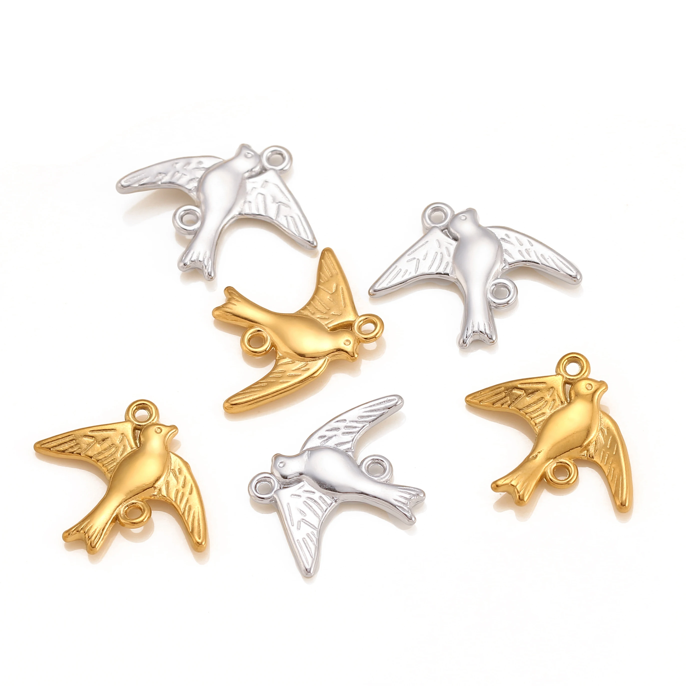 3pcs/Bag Peace Dove Charms for Jewelry Stainless Steel Bird Charms Connectors DIY Necklaces Bracelet Earrings Accessories Making