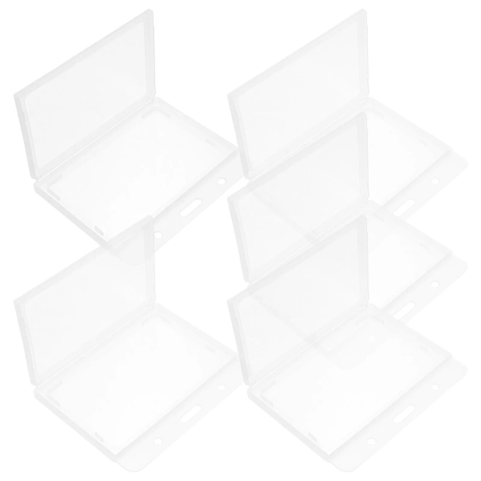 

5pcs Id For Work Name Tag Card Hard Plastic Frosted Transparent Breakaway Lanyard Badge Ic Card Holder Name Badge Holder