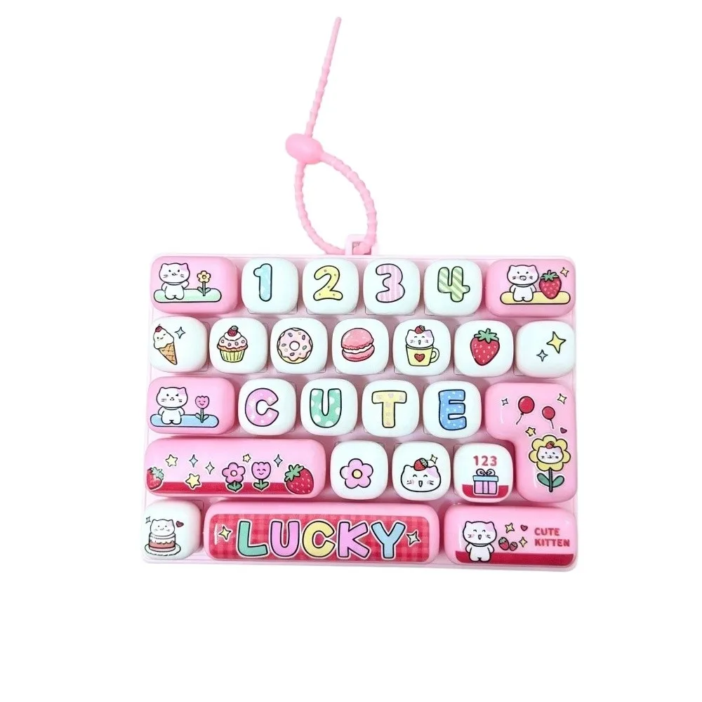 26 Keys Mechanical Keyboard Kitten/Elephant/Frog/Bear Prints Clear Key Sounds Stress Relief Fidget Gift Hangable