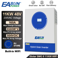 EASUN Power 11KW 48v hybrid inverter 220V 160A MPPT Charge Controller Pure Sine Wave Hybrid Off Grid Inverter with Built-in Wi-Fi