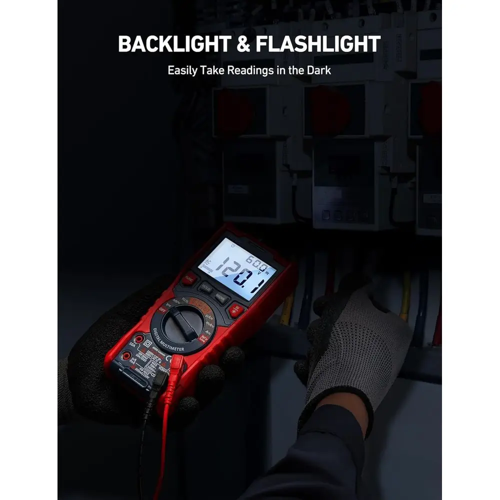 Digital Multimeter, TRMS 6000 Counts Auto-Ranging Voltage Tester, Measures AC/DC Voltage, Capacitance, Resistance, Frequency, Te