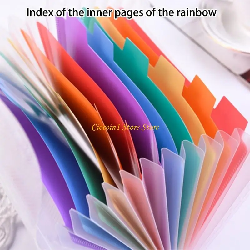 A3PC 3Pcs Rainbow Organ Bag File Case Student Information Multi Layer Ticket Box
