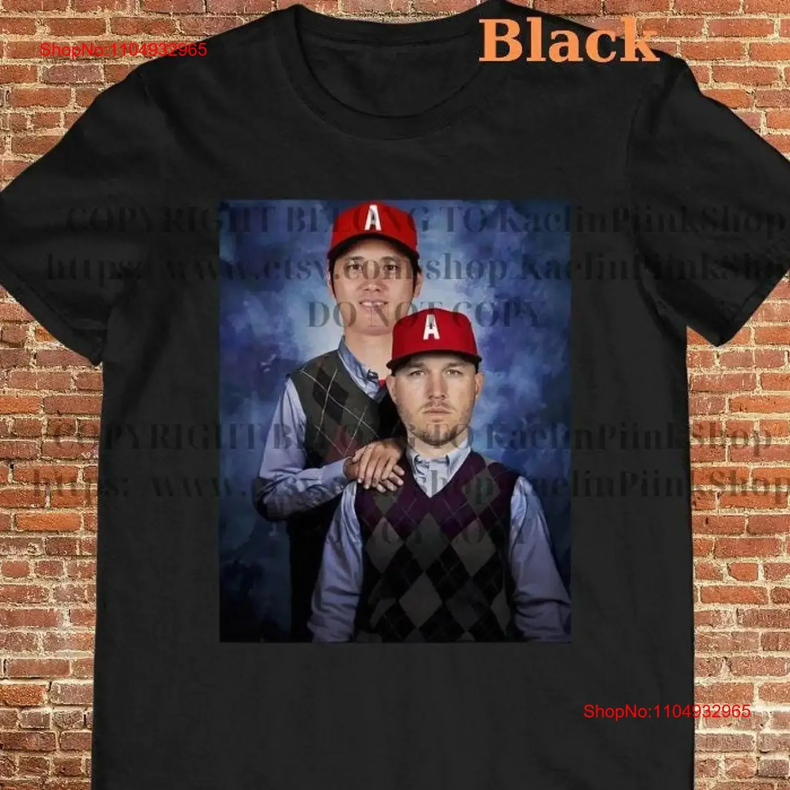 

Бейсбольная футболка Shohei Othani Mike Trout Step Brothers, винтажная потертая модная мужская футболка Los Angeles, растянутая, слегка мягкая