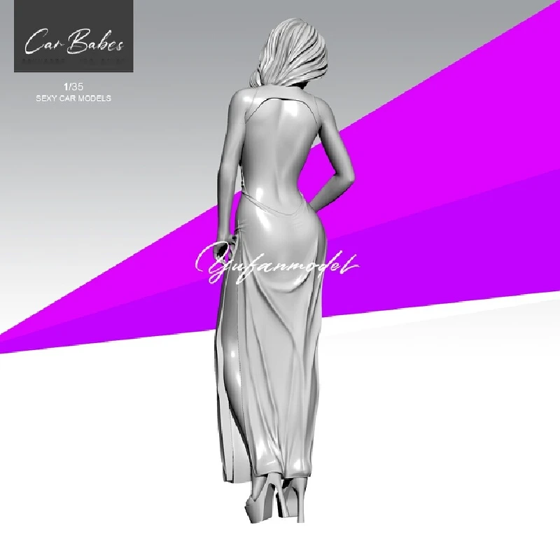 Modèle de fille en résine avec jupe longue et queue de cheval, figurine Gk Micro Miniature, imprimée en 3D, modèle blanc, jouet non assemblé et non peint, 1/35