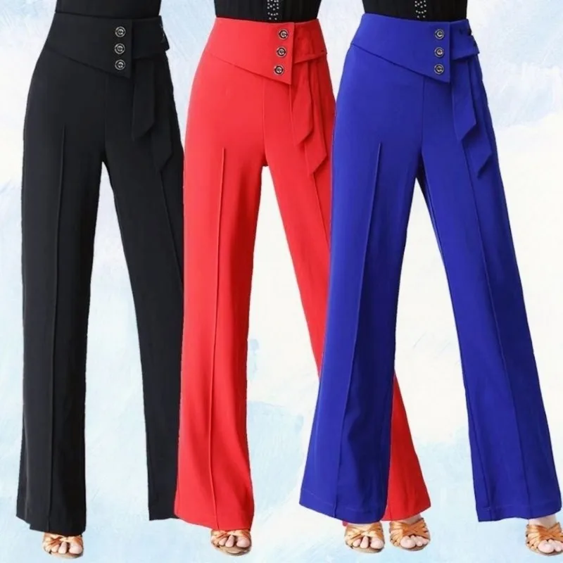 

Women Wide-legged Pants Black Long Trouser Woman Clothing High Waisted Luxurious Elegant Dancewear Casual Solid Slim Design