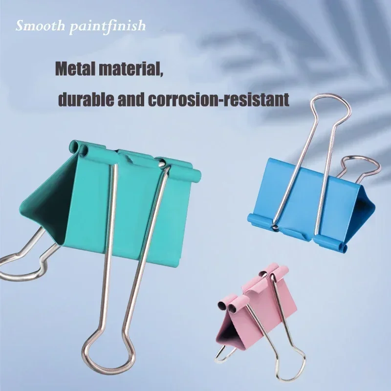12pcs 51mm Office Stationery Color Long Tail Clip Metal Stainless Steel Document Multi-functional Color Long Tail Ticket Clip