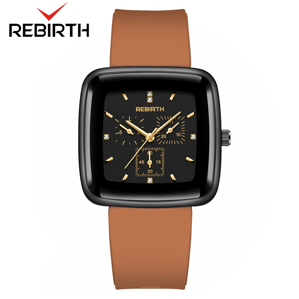 

REBIRTH 2039 оригинальные модные силиконовые женские часы с квадратным циферблатом 3ATM водонепроницаемые женские наручные часы кварцевые часы для женщин