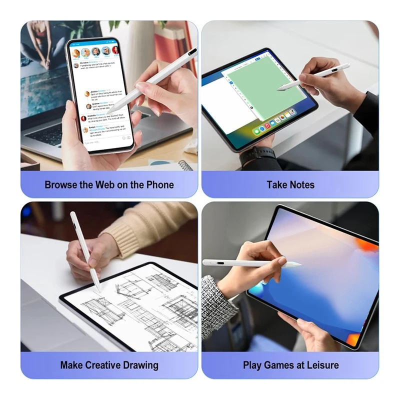 Active Stylus Pen For Touch Screens, Fast Charge Stylus Pen With Power Display For Apple Ipad/Iphone/Android/Samsung Easy To Use