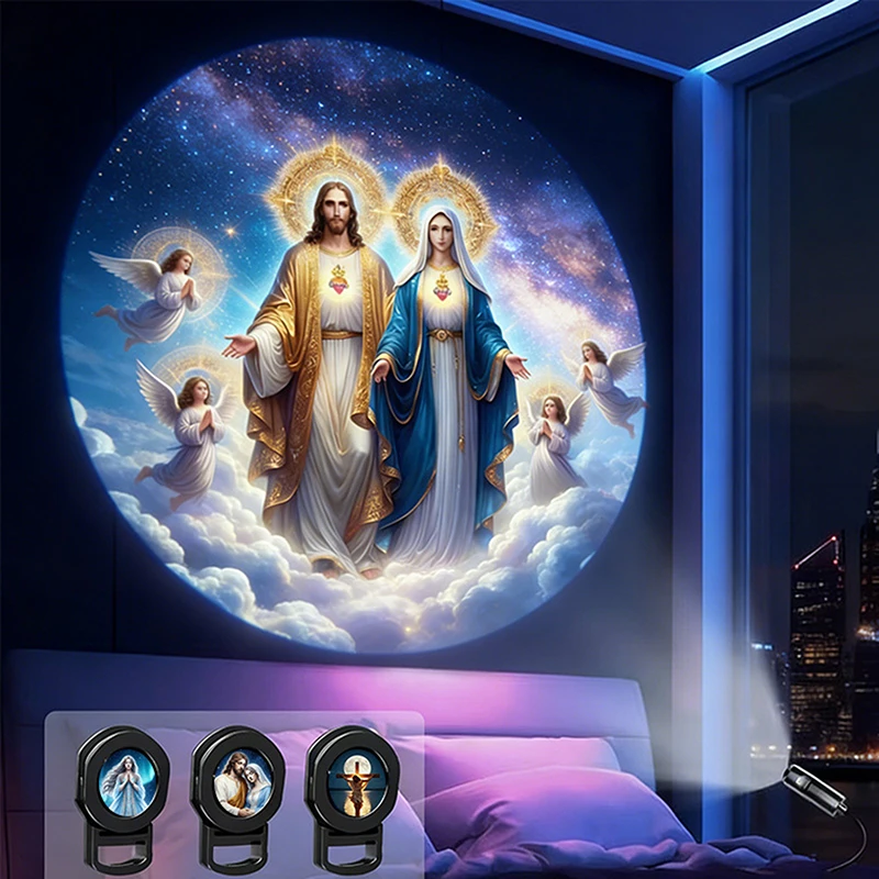 【K】 and Mary Pattern Projection Light, 16 Patterns to Change, Room Ceiling Background Decorative Light