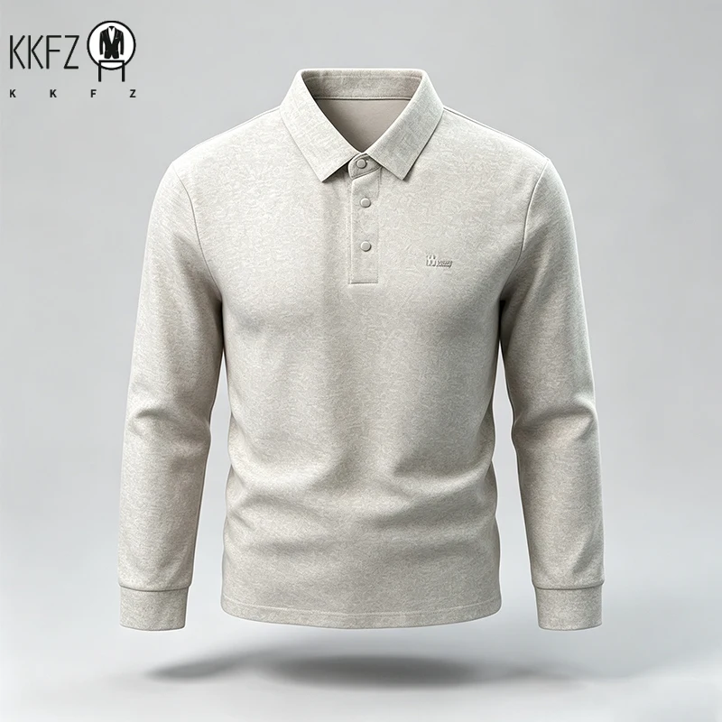 New Mens Lapel Long Sleeve Polo Shirts Anti Wrinkle Soft Touch Fabric Slim Silhouette Office And Daily Wear Tops