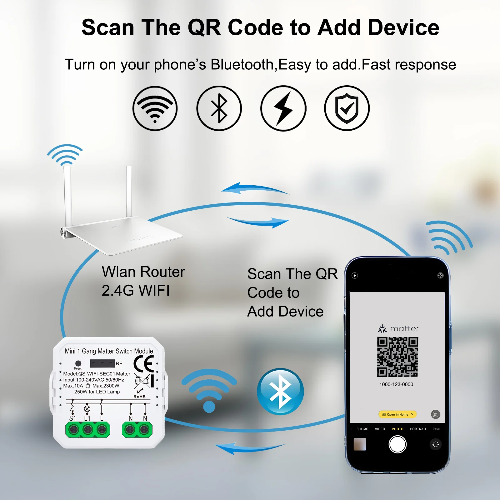 1/2/3CH Matter WiFi Smart Switch Smart Home Automation Relay Module Works with Homekit Siri Smartthings Alexa Google