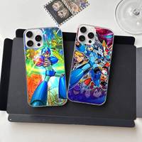 R-Rockman Mega Man Anime Game Phone Case For iPhone 17 16 15 14 13 12 11 Plus Pro Max Satin Colorful Cover