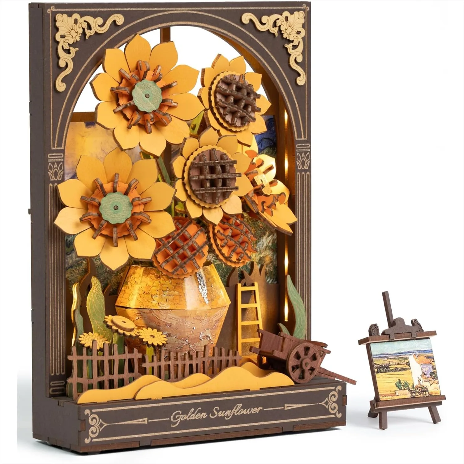

3D Puzzles for Adults Sunflower Van Gogh Painting Wooden Craft Kits DIY Artwork Home Decor Gift