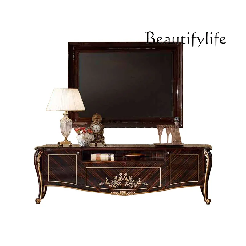 

all-solid wood carved TV cabinet combination decorative cabinet display cabinet coffee table European living room furniture