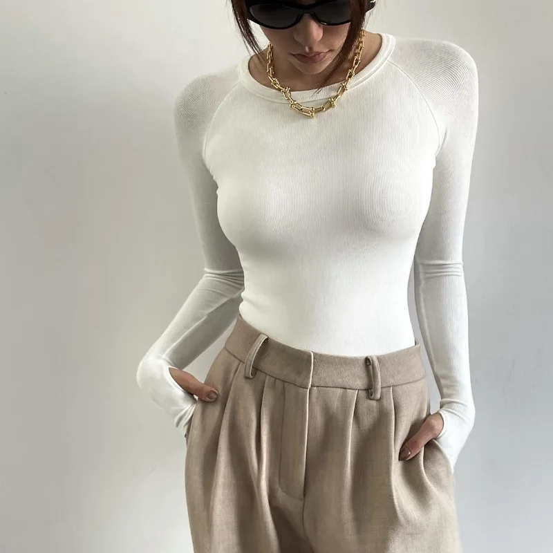 

2025 Fashion Spring,Women's Long Sleeve Bodysuit,Solid Color,Sexy Tops,Black,White,Red