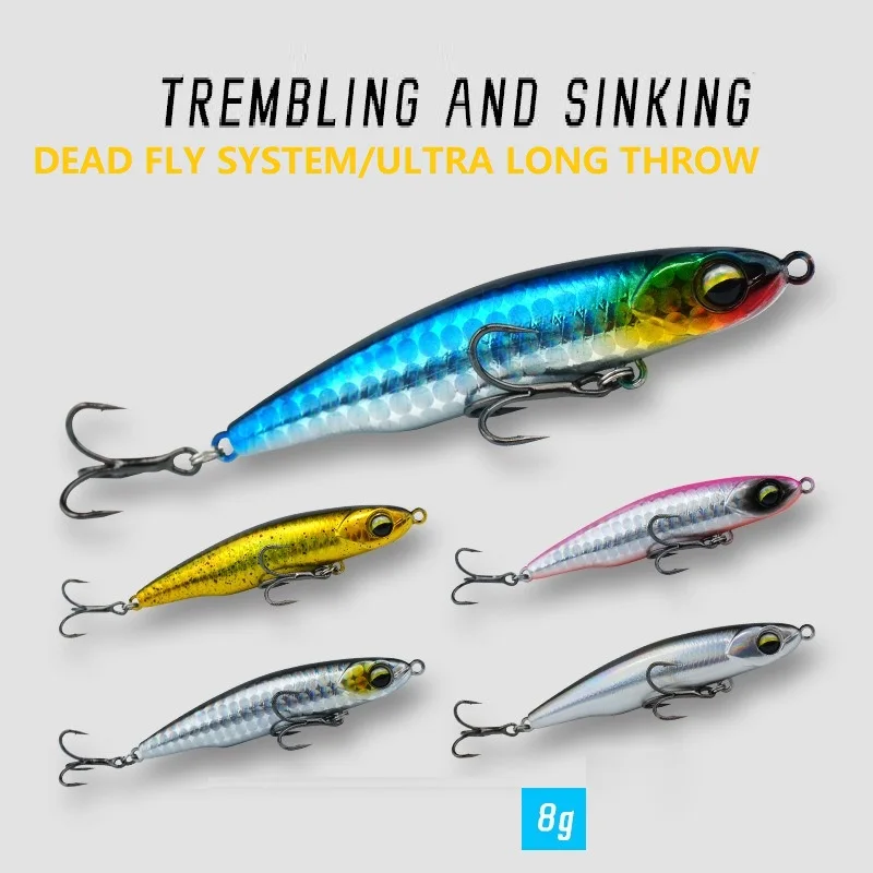Second Generation Silver Fish 8g Trembling Sinking Pencil Ultra Long Throw Slow Sinking Sea Fishing for Perch and Catfish